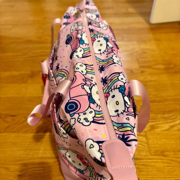 BIOWORLD Sanrio Hello Kitty Travel Duffle Bag Pink Car Rainbow Weekender NWT - Picture 6 of 16